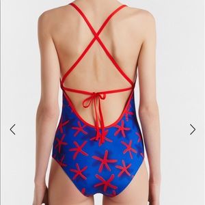 La Perla Designer Swim Suit Blue and Red Starfish